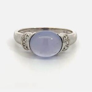 Elegant white gold and Blue Women's Ring